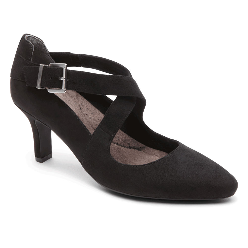 Sapatos De Salto Rockport Mulher Pretas - Sharna Cross-Strap - 89413JUGB